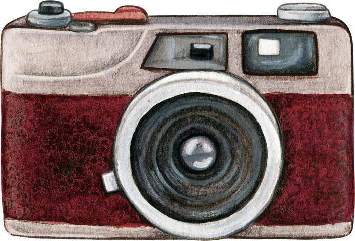 watercolor hand drawn vintage camera